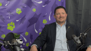 Ryan Simons in the podcast studio